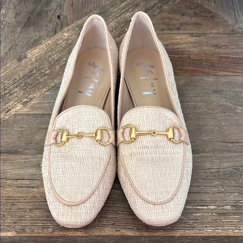 Women's Cream Loafers with Gold Detail